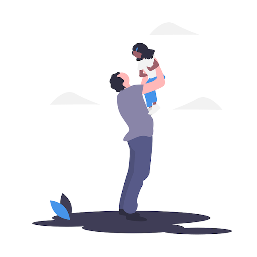 illustration of dad holding daughter