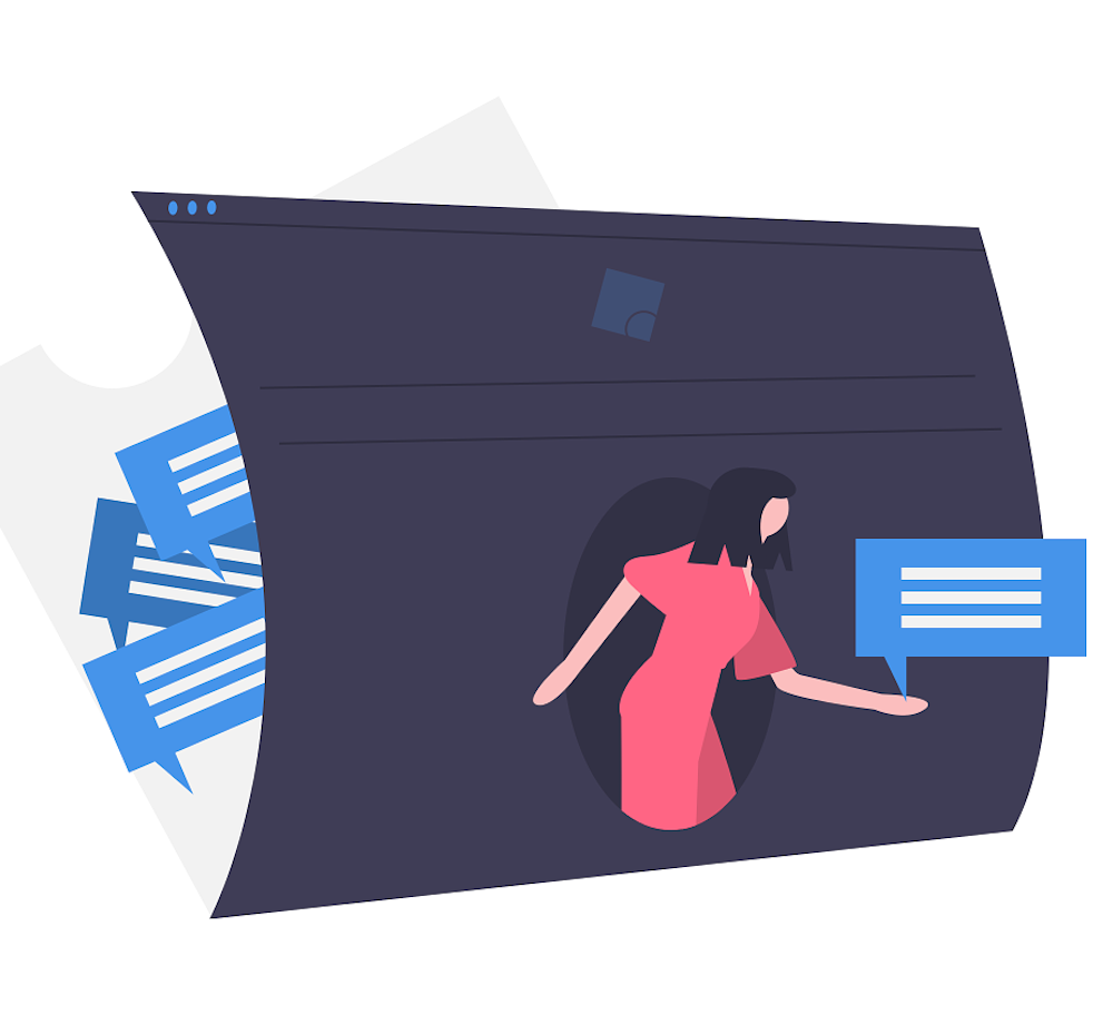 illustration of woman on computer